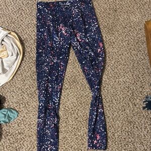 Athletic Works Navy and Pink Splatter Leggings